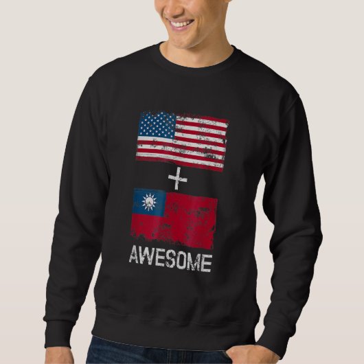 Amerikaans + Taiwanees Awesome Vlaggen van de VS e Trui (Voorkant)