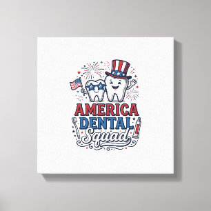 Amerikaans tandartsenteam patriottische tand vecto canvas afdruk