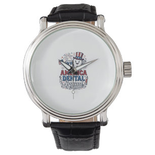 Amerikaans tandartsenteam patriottische tand vecto horloge