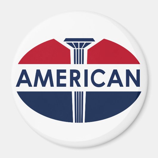 Amerikaans tankstation. Platte versie Magneet (Voorkant)