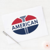 Amerikaans tankstation. Platte versie Ovale Sticker (Envelop)