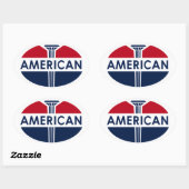 Amerikaans tankstation. Platte versie Ovale Sticker (Vel)