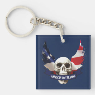 Amerikaans tot op het Bot Schedel Sleutelhanger