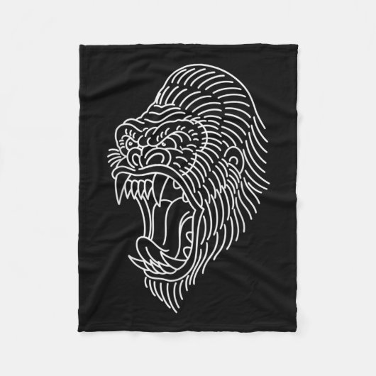 Amerikaans traditioneel Gorilla Head Tattoo Fleece Deken (Voorkant)