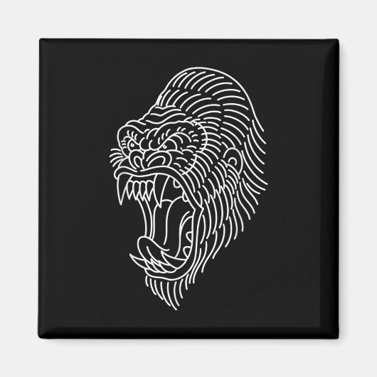 Amerikaans traditioneel Gorilla Head Tattoo Magneet (Voorkant)