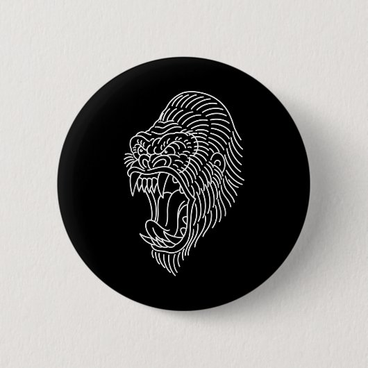 Amerikaans traditioneel Gorilla Head Tattoo Ronde Button 5,7 Cm (Voorkant)
