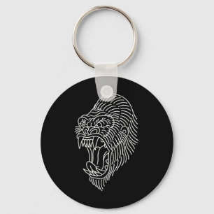 Amerikaans traditioneel Gorilla Head Tattoo Sleutelhanger