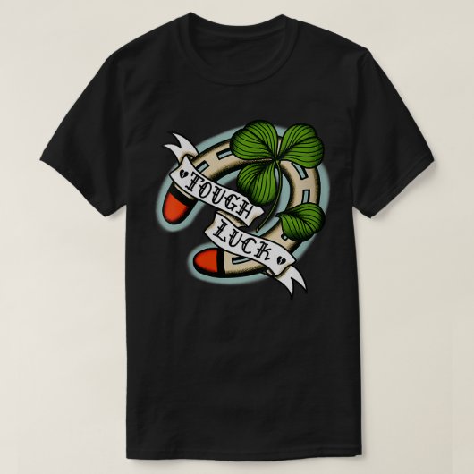 Amerikaans Traditioneel Tattoo Hoefijzer Four Leaf T-shirt (Design voorkant)