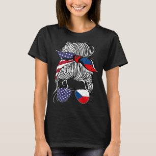 Amerikaans-Tsjechisch Patriot Vlag Meisje Czechia  T-shirt