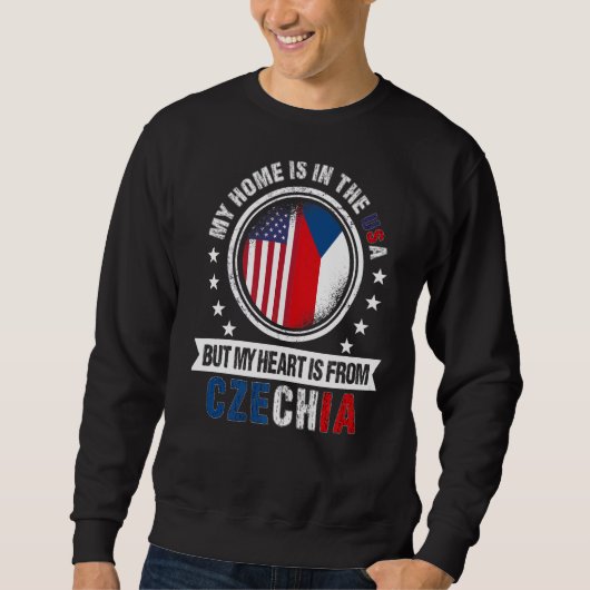 Amerikaans Tsjechisch Vlag Hart van Tsjechisch Ame Trui (Voorkant)