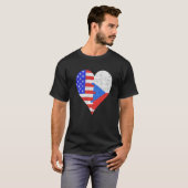 Amerikaans-Tsjechisch vlaggelhart T-shirt (Voorkant volledig)