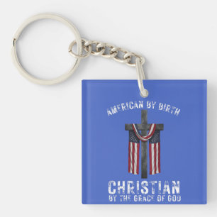 Amerikaans van geboorte Christelijk door Gods gena Sleutelhanger