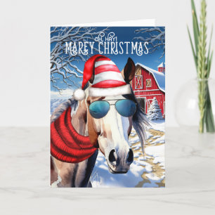Amerikaans Verf Paard Grappig MAREy Kerstmis Feestdagen Kaart