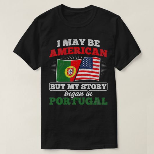 Amerikaans verhaal begint in Portugal Portugees T-shirt (Design voorkant)