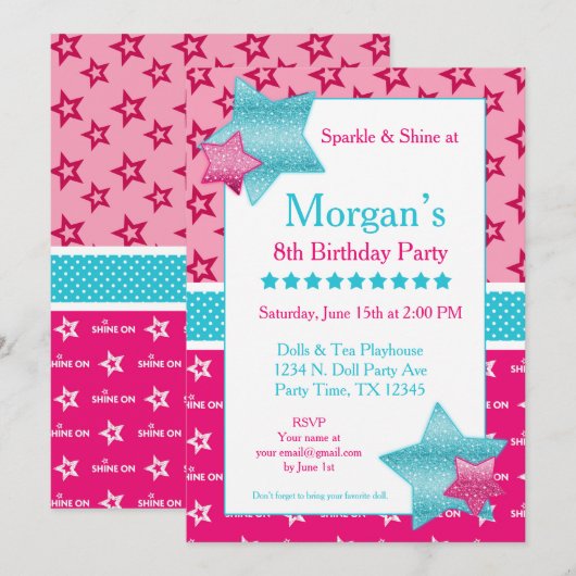 Amerikaans Verjaardagsmeisje Digitaal of Printable Kaart (Voorkant / Achterkant)