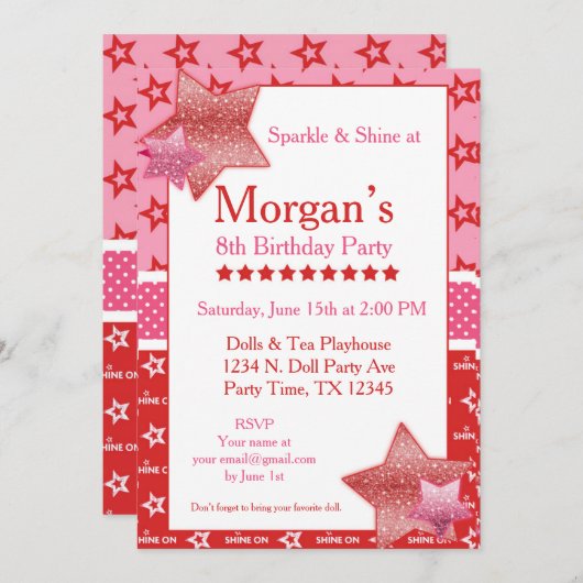 Amerikaans Verjaardagsmeisje Digitaal of Printable Kaart (Voorkant / Achterkant)