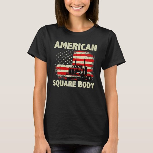 Amerikaans vierkant van het Amerikaanse Vlaggenple T-shirt (Voorkant)