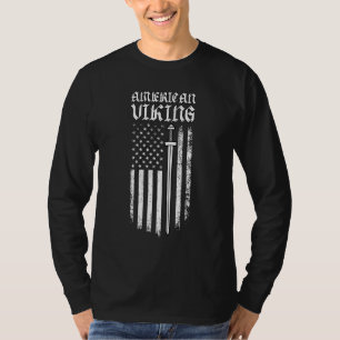 Amerikaans Viking Zwaard Vikingen VS Vlag Vintage T-shirt