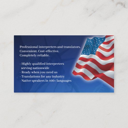 Amerikaans Visitekaartje (Achterkant)