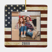  Amerikaans Vlag Aangepast 2 Fotopatriottisch Keramisch Ornament (Achterkant)