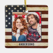  Amerikaans Vlag Aangepast 2 Fotopatriottisch Keramisch Ornament (Voorkant)