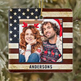  Amerikaans Vlag Aangepast 2 Fotopatriottisch Keramisch Ornament