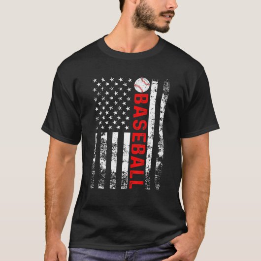 Amerikaans Vlag Baseball Team Gift Funny Baseball T-shirt (Voorkant)