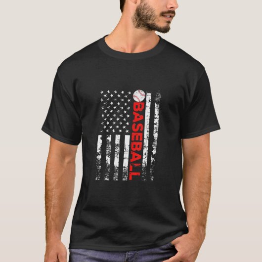 Amerikaans Vlag Baseball Team Gift T-Shirt (Voorkant)