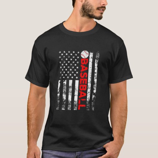Amerikaans Vlag Baseball Team T-shirt (Voorkant)