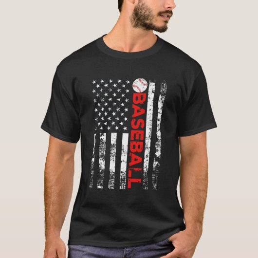 Amerikaans Vlag Baseball Team T-shirt (Voorkant)
