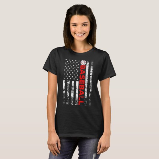 Amerikaans Vlag Baseball Team T-shirt (Voorkant volledig)