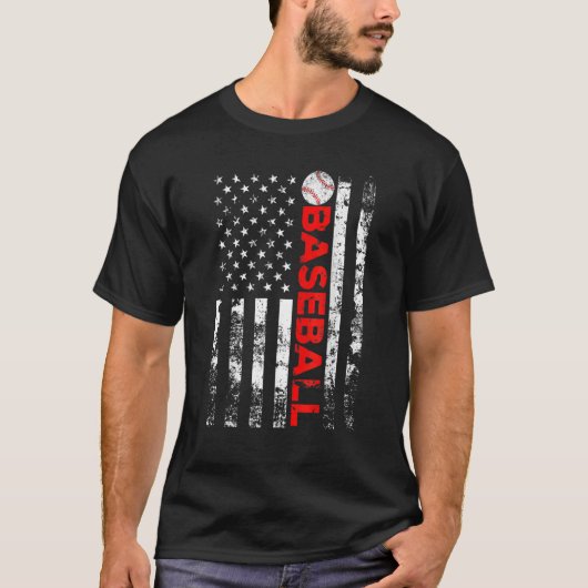 Amerikaans Vlag Baseball Team T-shirt (Voorkant)