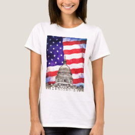 Amerikaans Vlag- en Capitolgebouw T-shirt