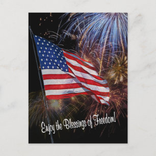 Amerikaans vlag- en Fireworks-ontwerp Briefkaart