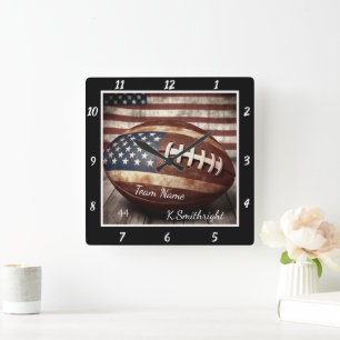 Amerikaans Vlag Football Vierkante Klok