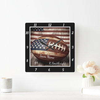 Amerikaans Vlag Football Vierkante Klok