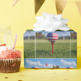 Amerikaans vlag ontwerp op een golfbal cadeaupapier