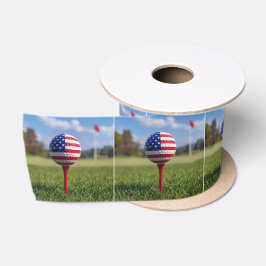 Amerikaans vlag ontwerp op een golfbal satijnen lint