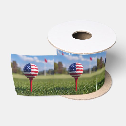 Amerikaans vlag ontwerp op een golfbal satijnen lint (Spoel)