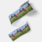Amerikaans vlag ontwerp op een golfbal satijnen lint (Achterkant)