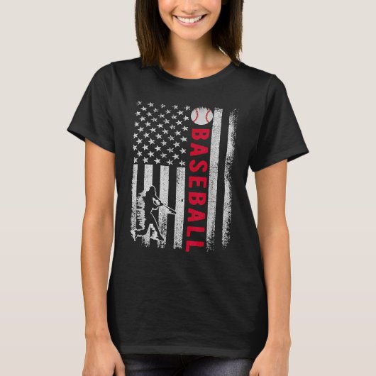 Amerikaans Vlag Pride Baseball Team T-shirt (Voorkant)