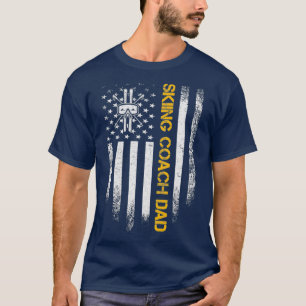  Amerikaans Vlag Proud Skiing Coach Dad T-shirt