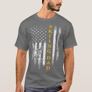  Amerikaans Vlag Proud Skiing Dad Skier T-shirt