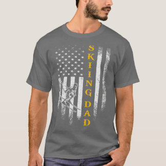 Amerikaans Vlag Proud Skiing Dad Skier T-shirt