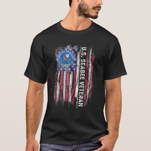  Amerikaans Vlag Rond VS zeebee Veteraan T-shirt (Voorkant)