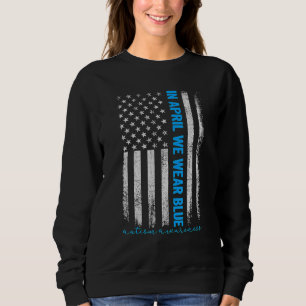 Amerikaans Vlag T-shirt in april Draag we blauw au