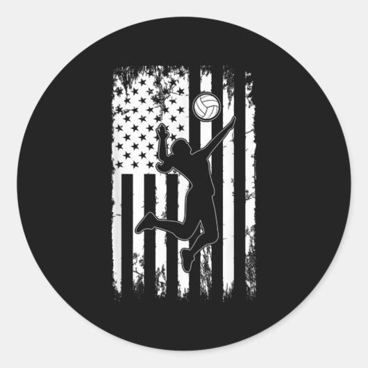  Amerikaans Vlag Volleybalteam S Ronde Sticker (Voorkant)