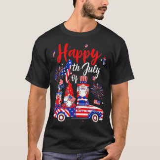 Amerikaans Vlag Vuurwerk Drie Gnomen 4 juli onafha T-shirt