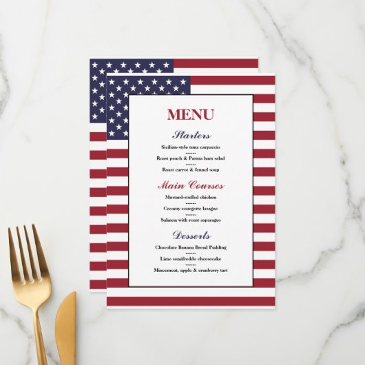 Amerikaans Vlag Weddenschap Menu (Voorkant / Achterkant in situ)