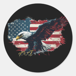 amerikaans-vlag-wordt-begeleid-door-stijgende-adel ronde sticker